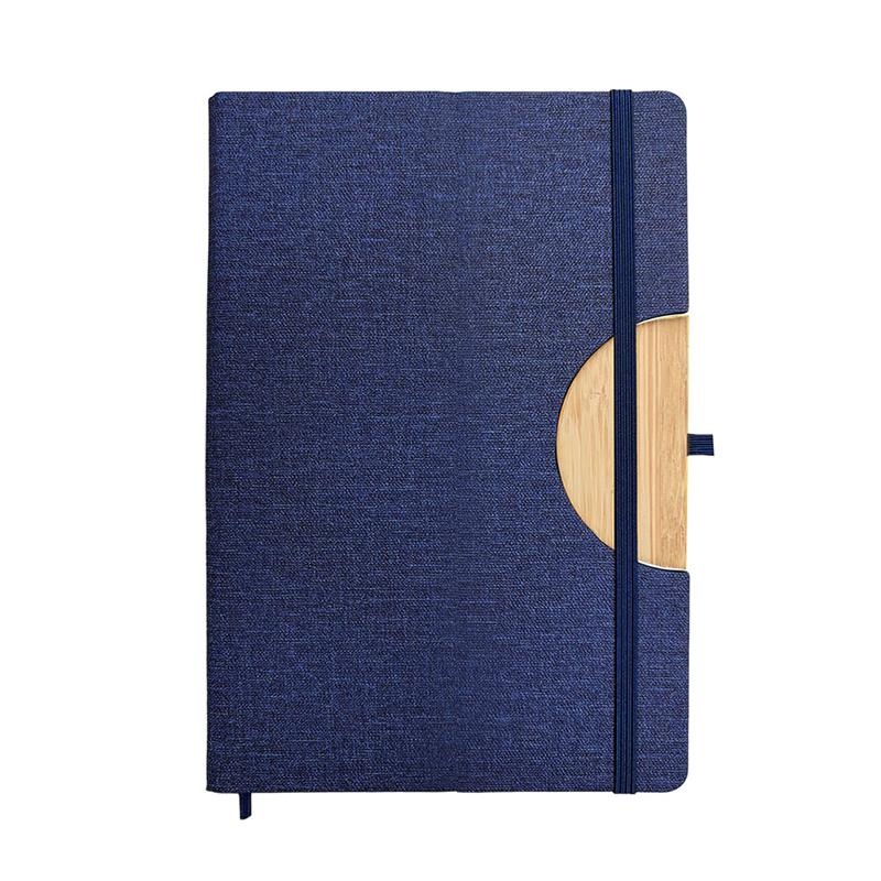 RPET D Style Fabric & Bamboo Notebook With Foldable Phone Stand